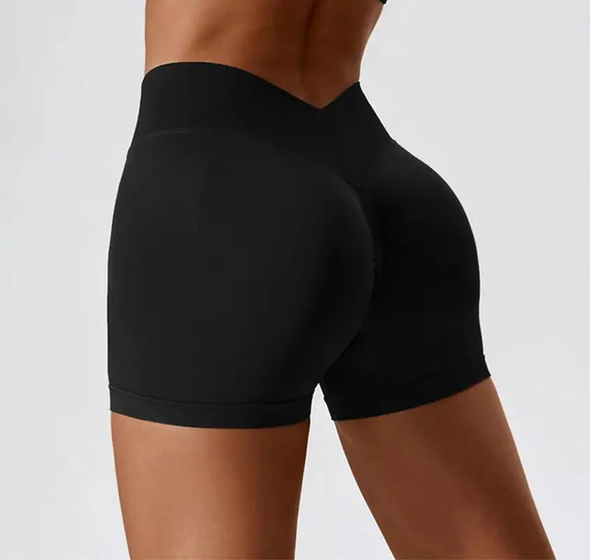 Women's Seamless V-Back Gym Shorts - High Waist Leggings - VigorGear