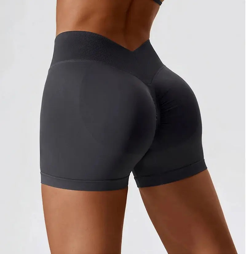 Women's Seamless V-Back Gym Shorts - High Waist Leggings - VigorGear